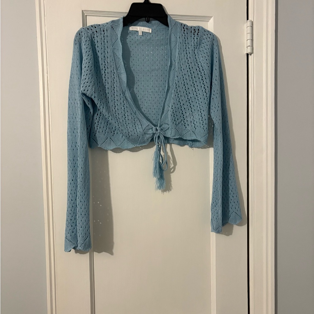 More To Come Light Blue Cropped sweater